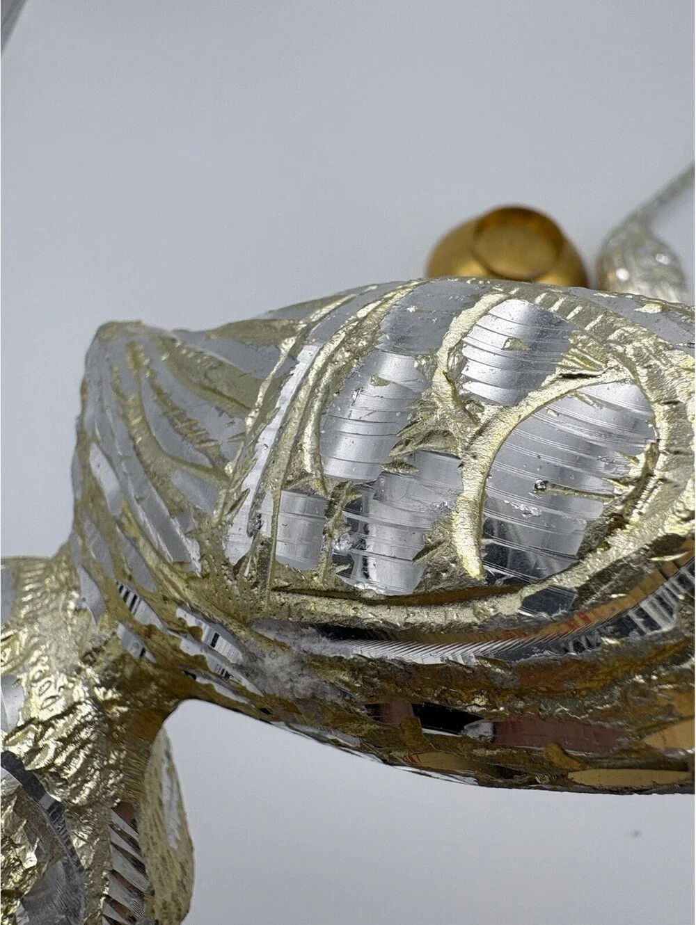 Indian Handricrafts Decor Set-Dual Tone Aluminum Kissing Swan Couple Statue